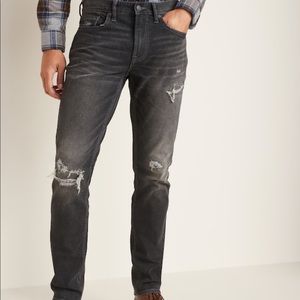 Men’s Destroyed Denim Slim Fit Black Jeans NWT
